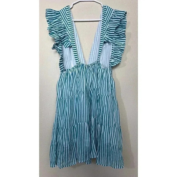Oliphant Cross Back Mini Playa Green Dress Womens Size M Sleeveless Striped NWT - Picture 8 of 16